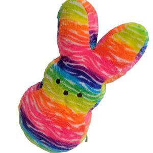 PEEPS Rainbow Bunny Plush Zebra Stripes Colorful Stuffed Animal Easter 17" Ruz